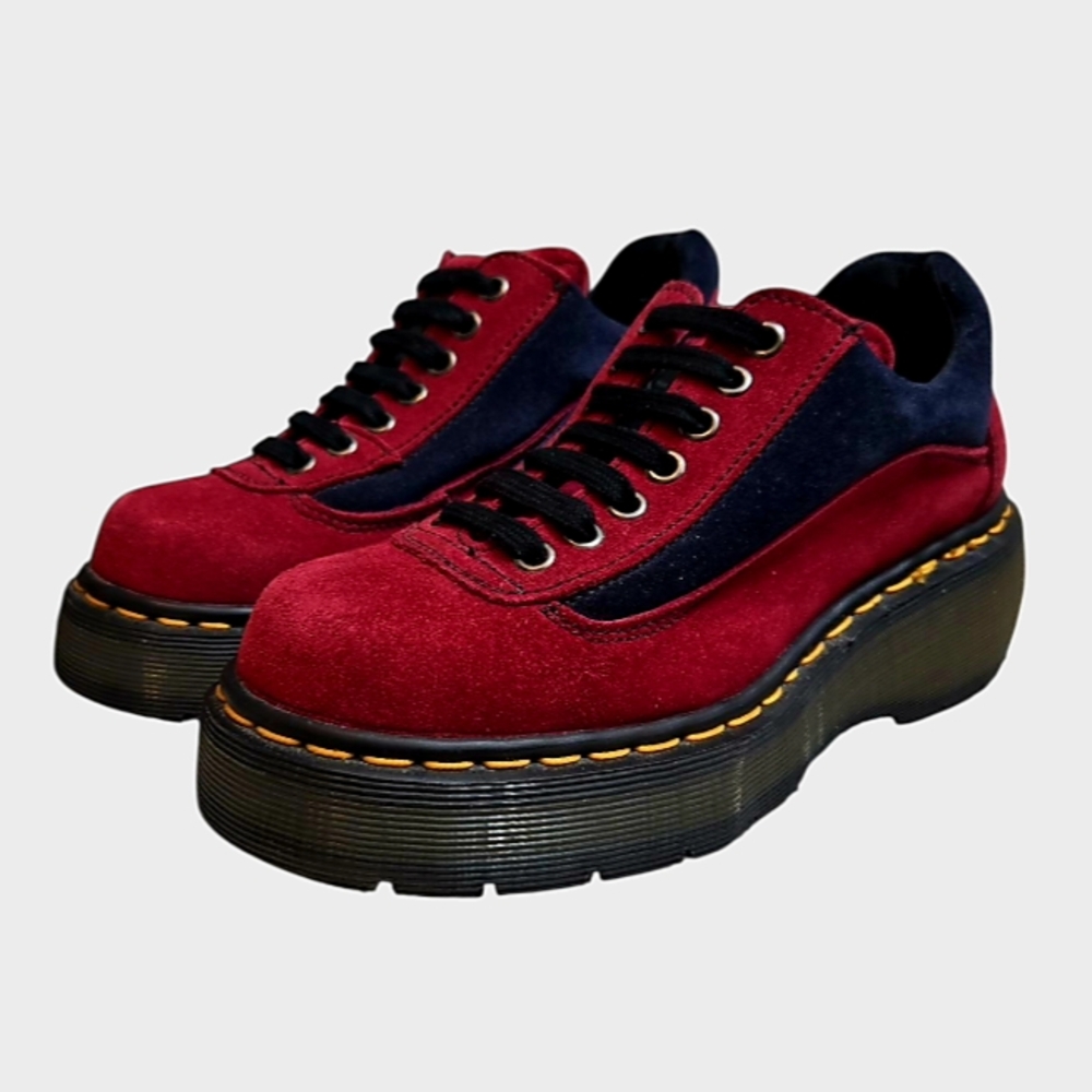 Dr. Martens Vintage 8591 Red/Navy Suede Shoes Size UK 4/US 6 90s England